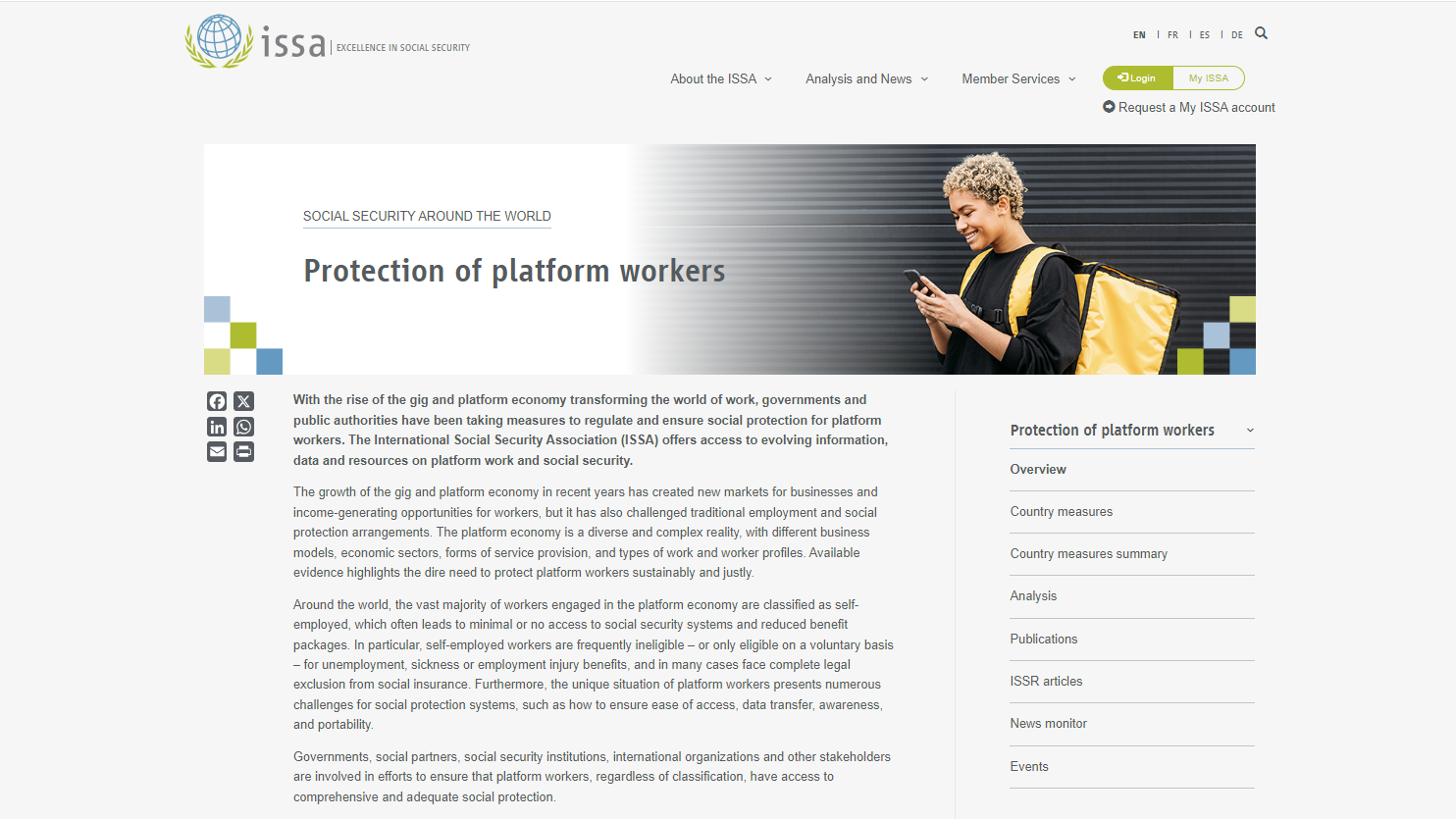 ISSA portal on protection of platform workers